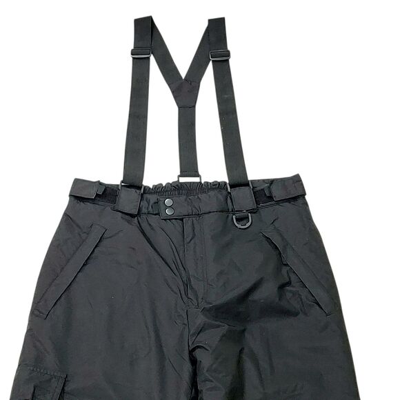 Sport Essentials Cargo Snow Pants Large Black Suspenders Insulated Nylon Winter - Picture 2 of 11